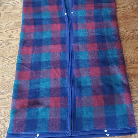 Biederlack Plaid Cuddle Wrap Stadium Blanket Wearable Throw Cover Zip Snap Up - Picture 2 of 4